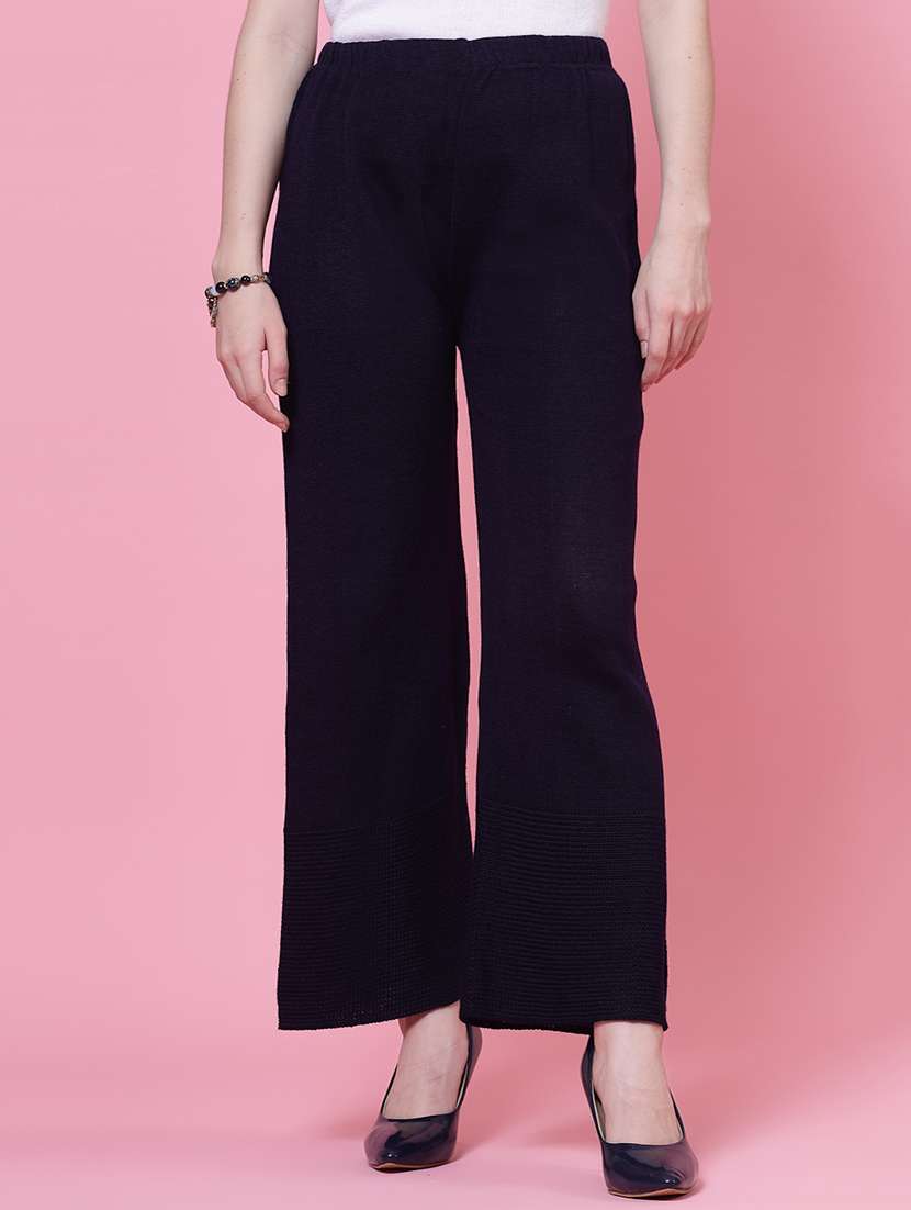 women pack of 2 multicolored solid palazzos - 20683179 -  Standard Image - 3