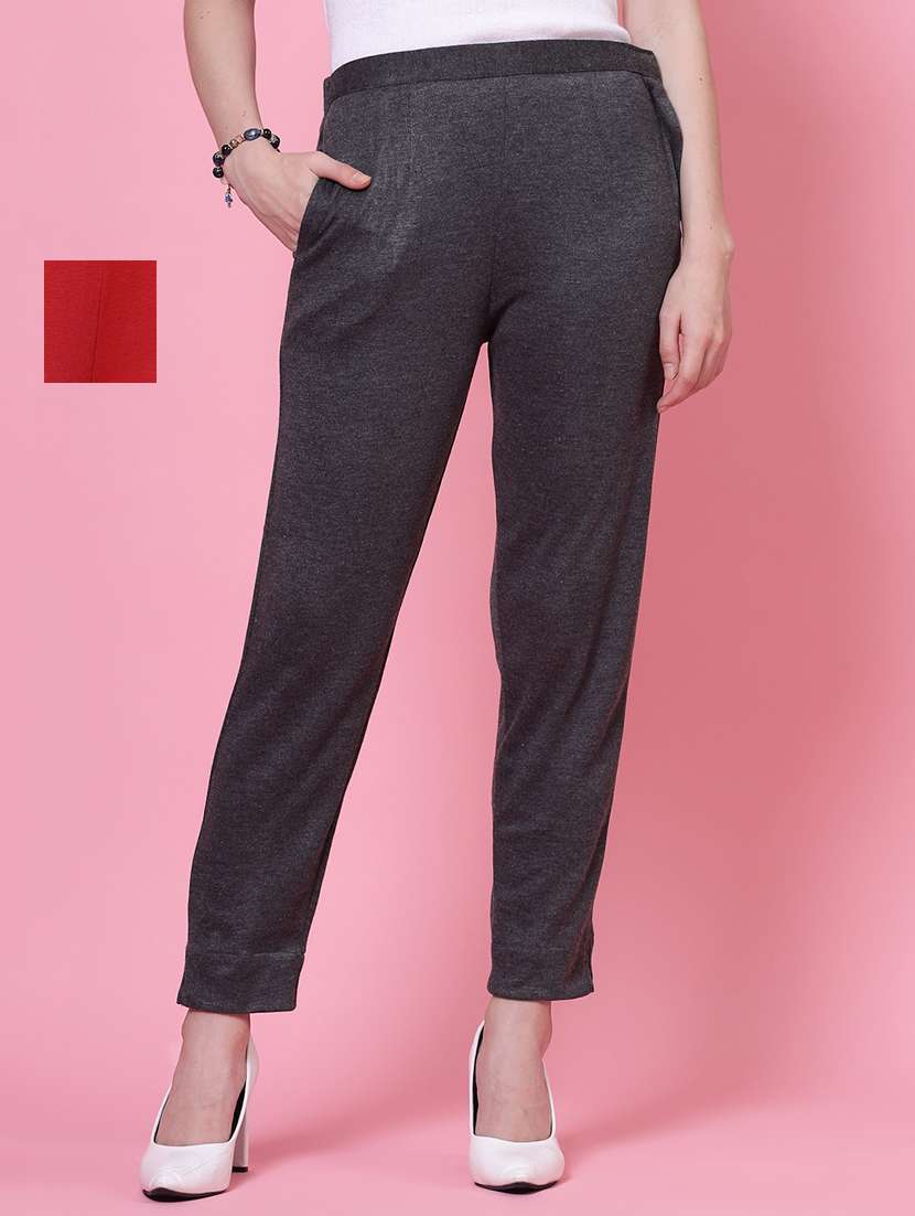 set of 2 solid flat front trouser