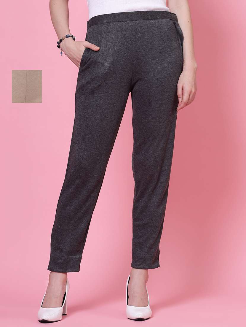 women set of 2 mid-rise multi colored trouser