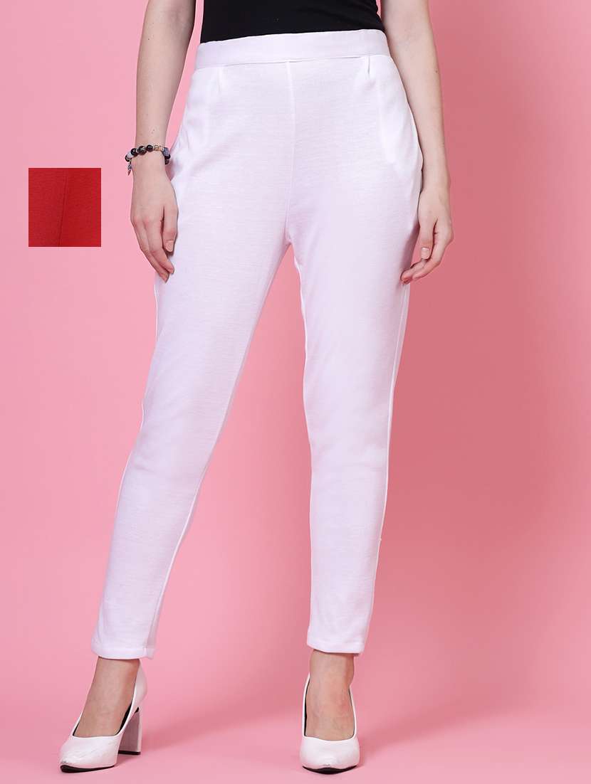 set of 2 solid flat front trouser - 20683285 -  Zoom Image - 0