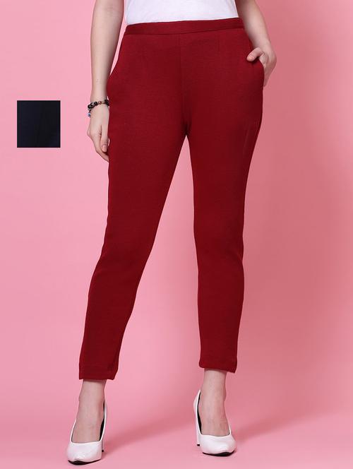 set of 2 solid flat front trousers - 20683296 - Standard Image - 0