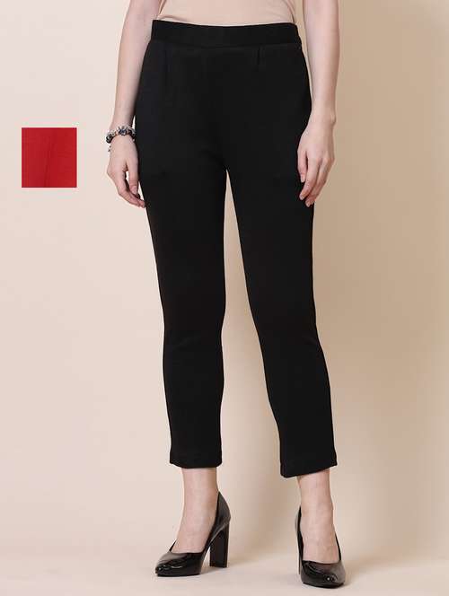women pack of 2 multicolored solid trouser - 20683298 - Standard Image - 0