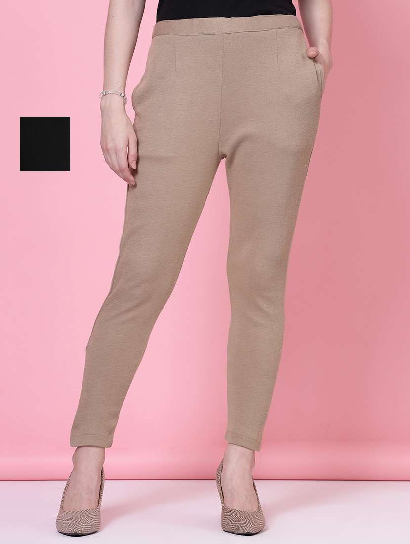 set of 2 solid flat front trouser - 20683306 - Zoom Image - 0