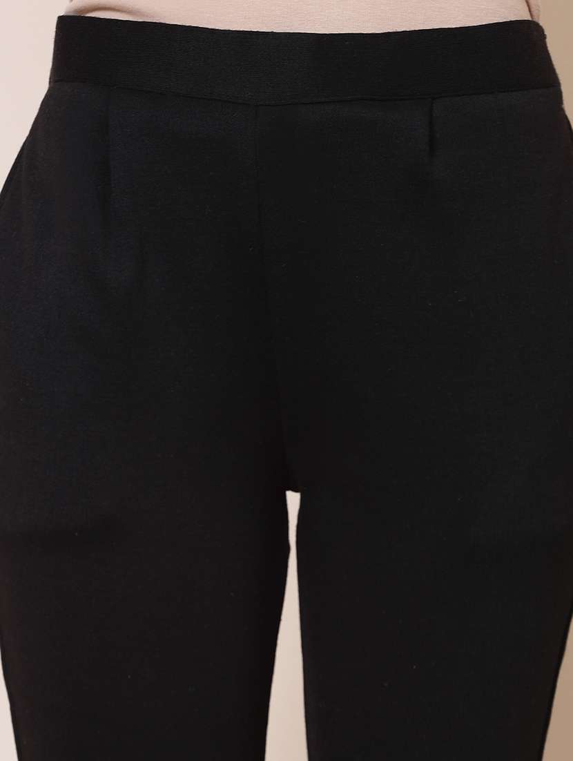 set of 2 solid flat front trouser - 20683306 - Standard Image - 5
