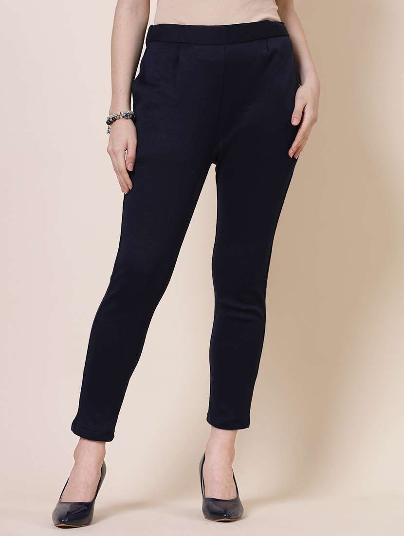 set of 2 solid flat front trousers - 20683308 -  Standard Image - 3