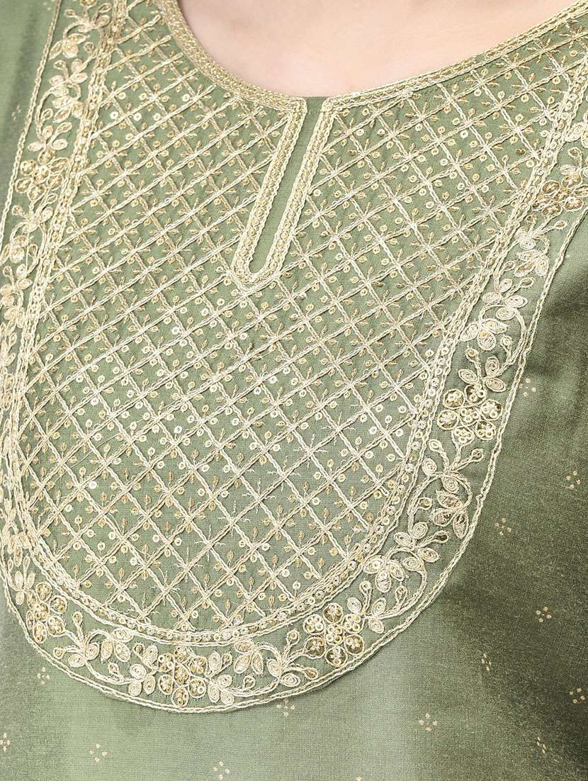 neo mint three quarter sleeve straight kurta - 20683361 -  Standard Image - 5