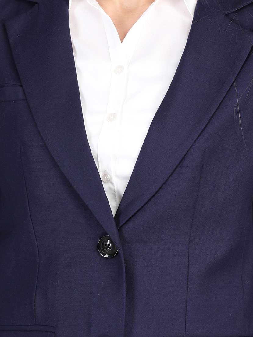 solid blue cotton casual blazer - 20683741 -  Standard Image - 3