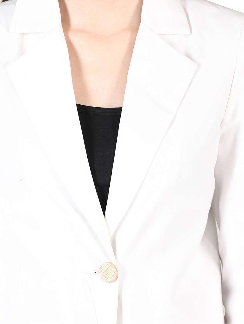 solid white casual crop blazer - 20683748 -  Standard Image - 3