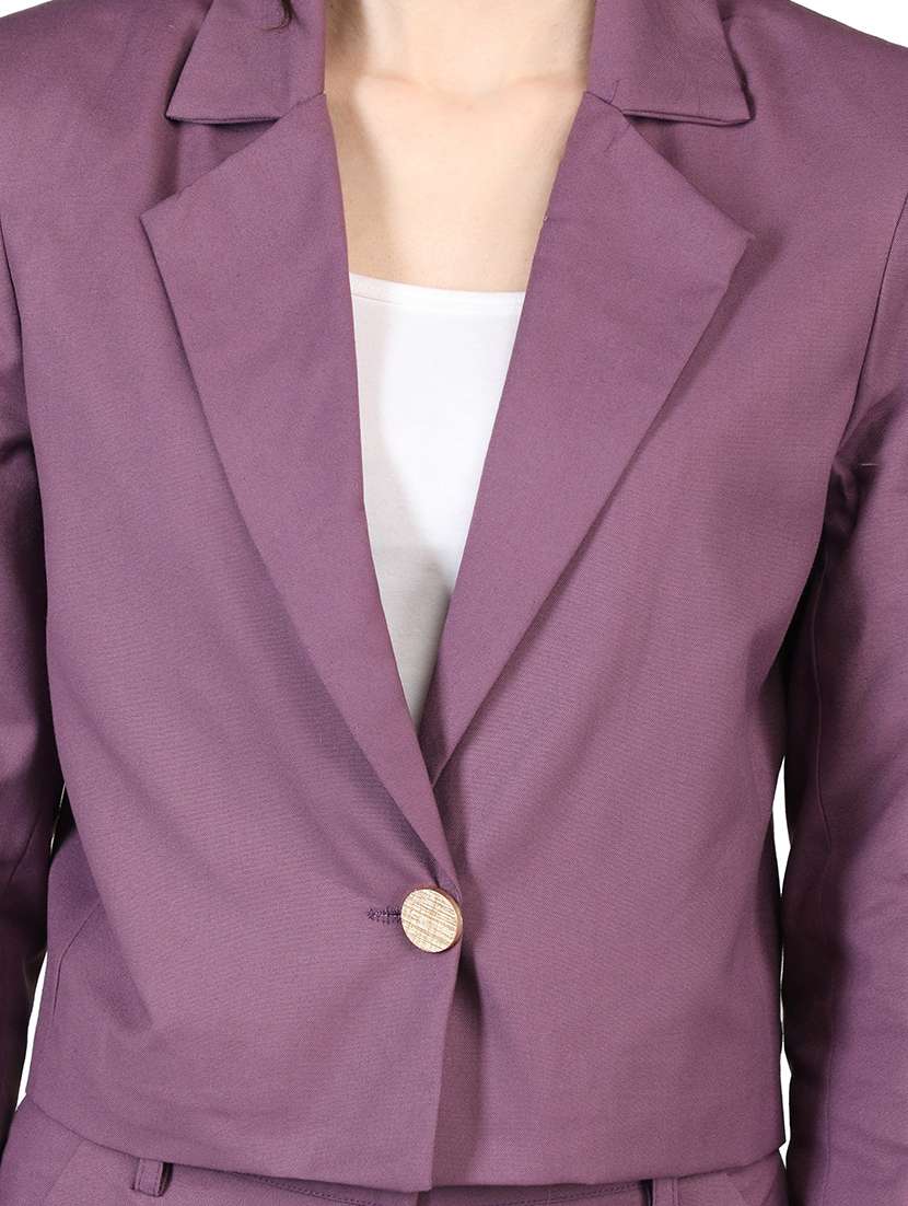 women purple solid full sleeve casual blazer - 20683753 -  Standard Image - 3