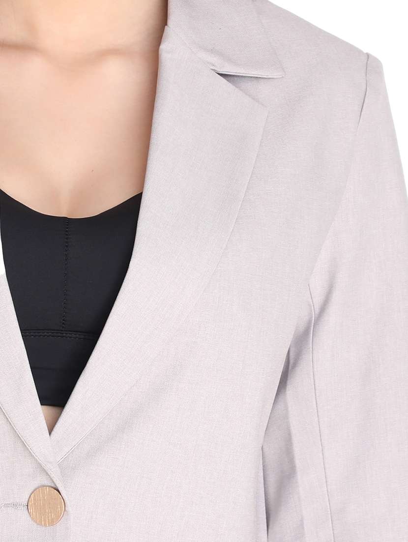 women grey solid full sleeve casual blazer - 20683757 -  Standard Image - 3