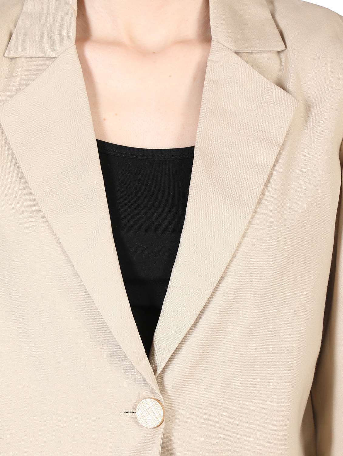 women beige solid full sleeve casual blazer - 20683761 -  Standard Image - 3