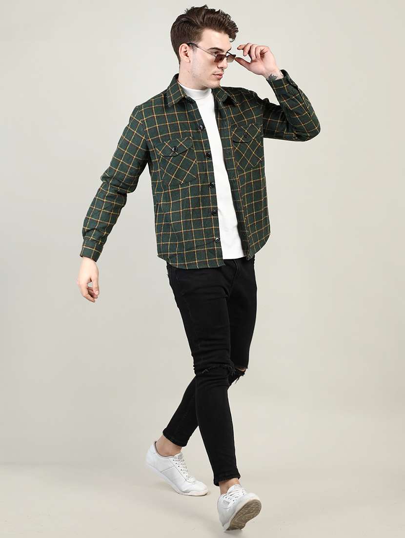 green checkered casual jacket - 20683769 -  Standard Image - 3