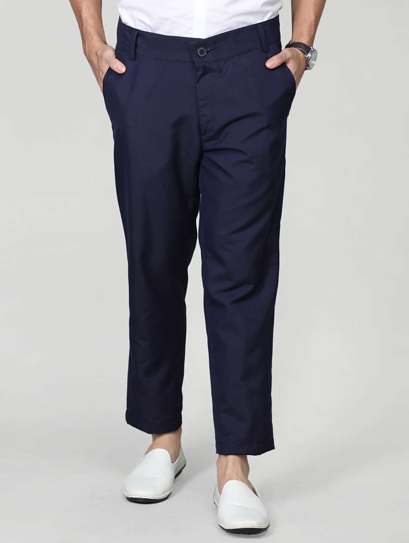 men solid flat front casual trouser - 20683783 - Zoom Image - 0