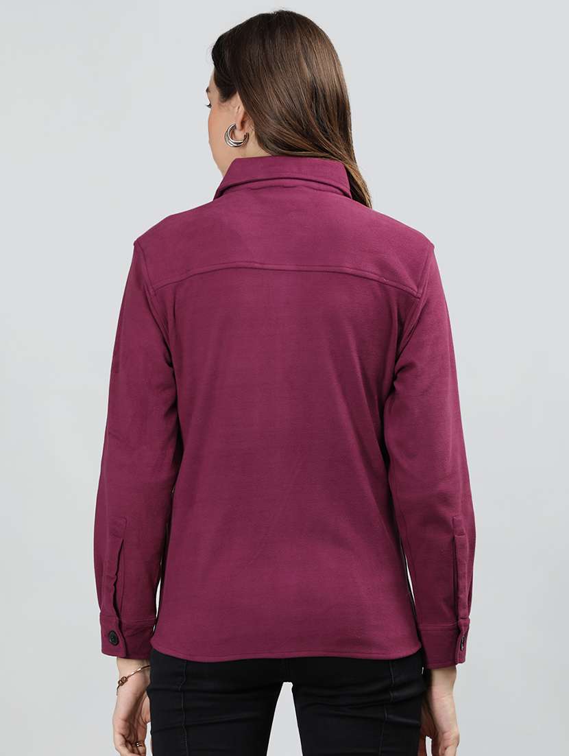 women maroon solid regular shirt - 20683848 - Standard Image - 3