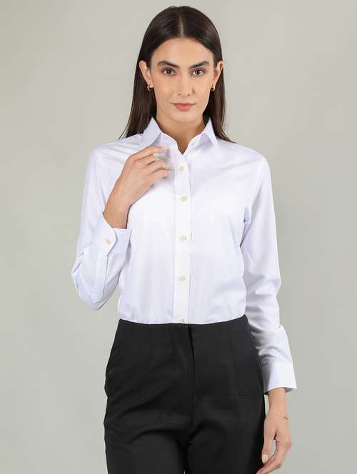 women white solid full sleeve regular shirt - 20683850 -  Standard Image - 0