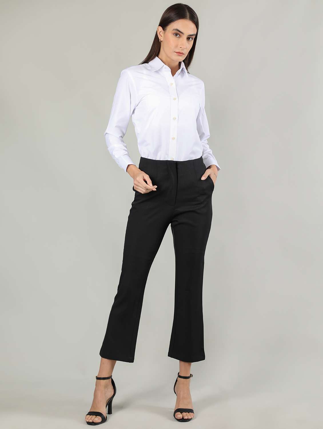 women white solid full sleeve regular shirt - 20683850 -  Standard Image - 3