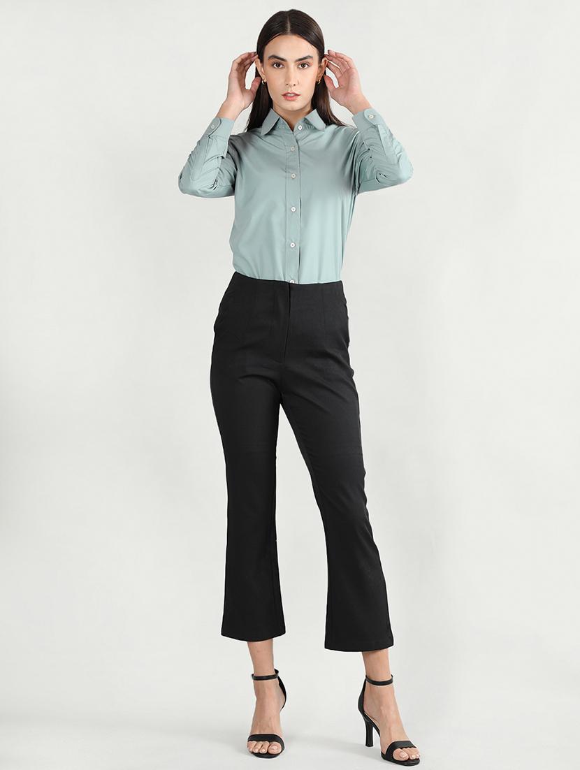 solid green cotton casual shirt - 20683851 - Standard Image - 3