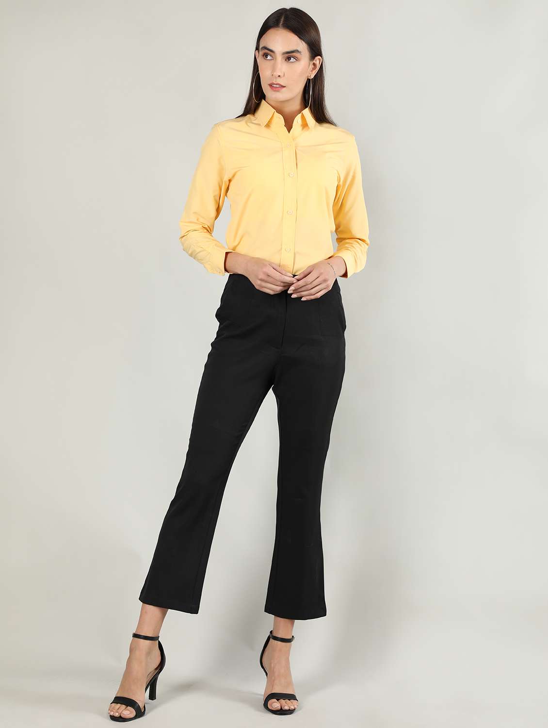 women yellow solid full sleeve regular shirt - 20683854 -  Standard Image - 3