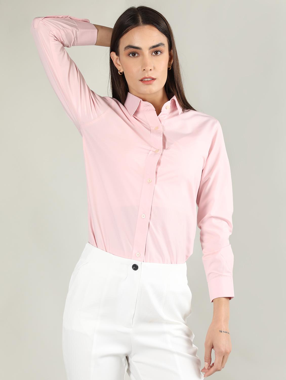solid pink cotton casual shirt - 20683855 - Zoom Image - 0
