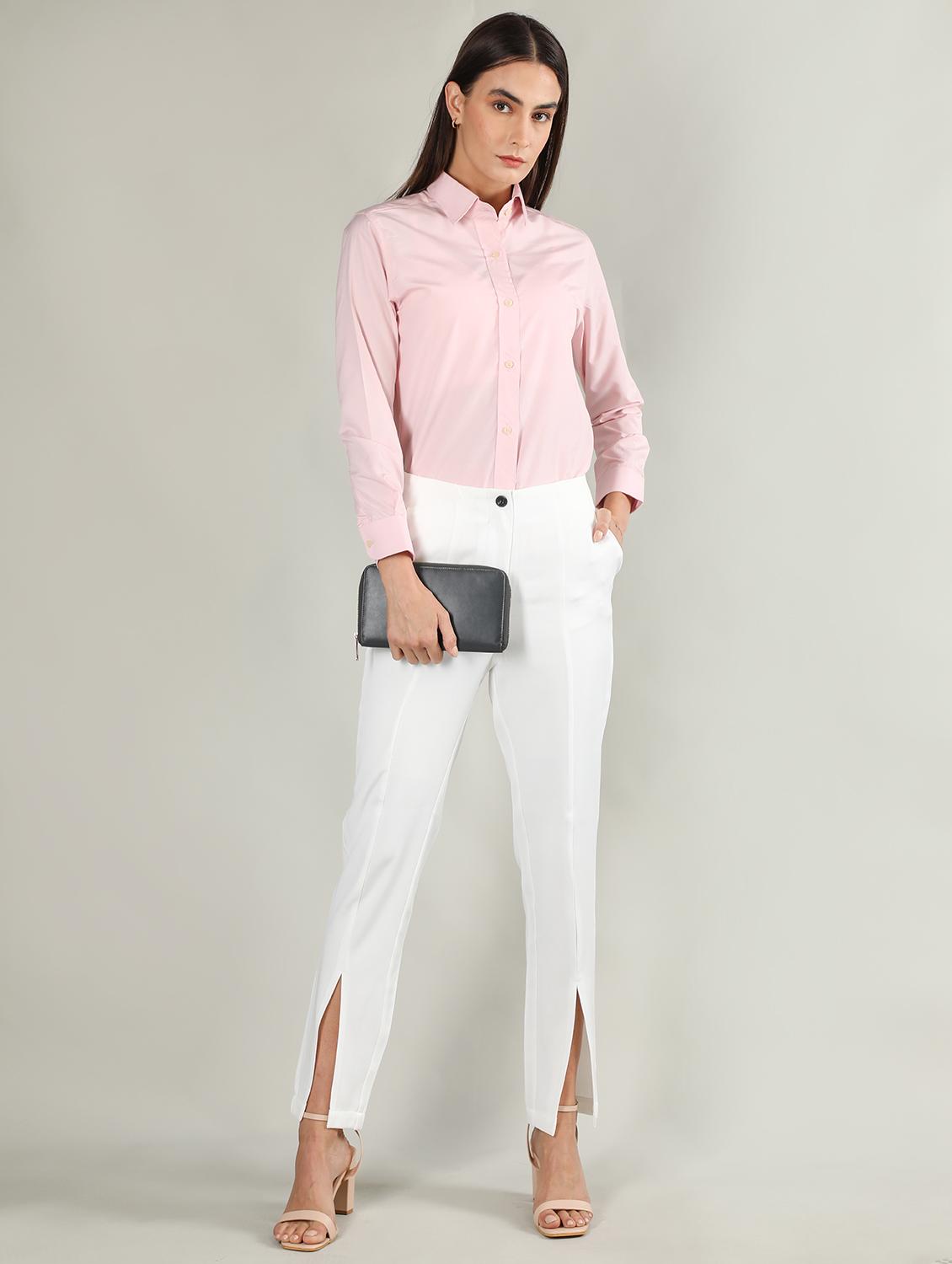 solid pink cotton casual shirt - 20683855 - Standard Image - 3