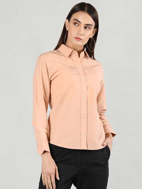 women nude solid full sleeve regular shirt - 20683856 -  Standard Image - 0
