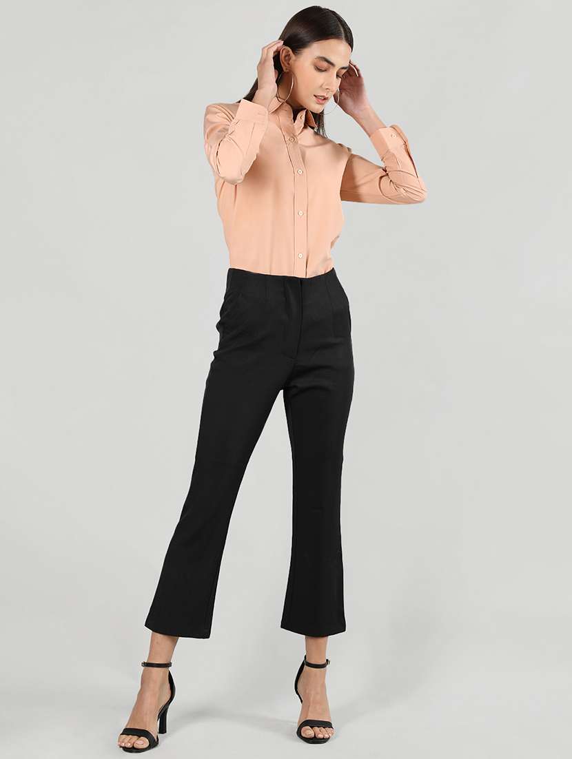 women nude solid full sleeve regular shirt - 20683856 -  Standard Image - 3