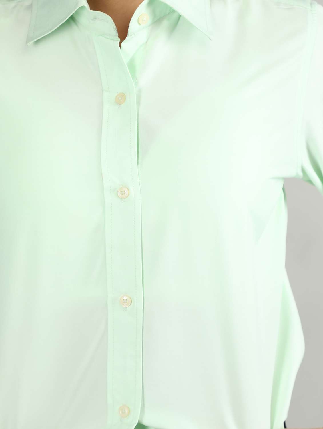 women sea green solid full sleeve regular shirt - 20683857 -  Standard Image - 3