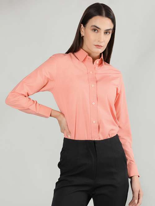 women pink solid full sleeve regular shirt - 20683861 -  Standard Image - 0
