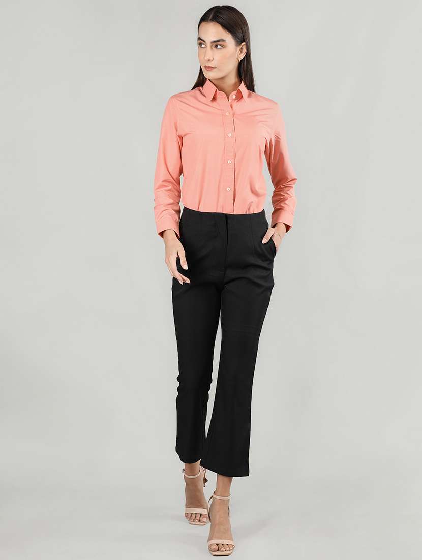 women pink solid full sleeve regular shirt - 20683861 -  Standard Image - 3