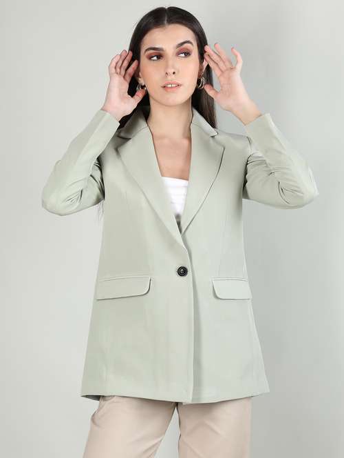 women solid single breasted blazer - 20683873 -  Standard Image - 0
