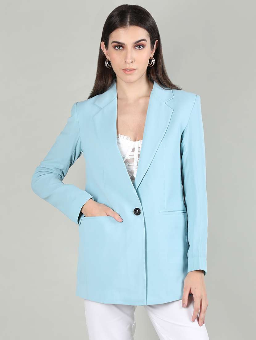 solid light blue casual blazer - 20683875 -  Zoom Image - 0