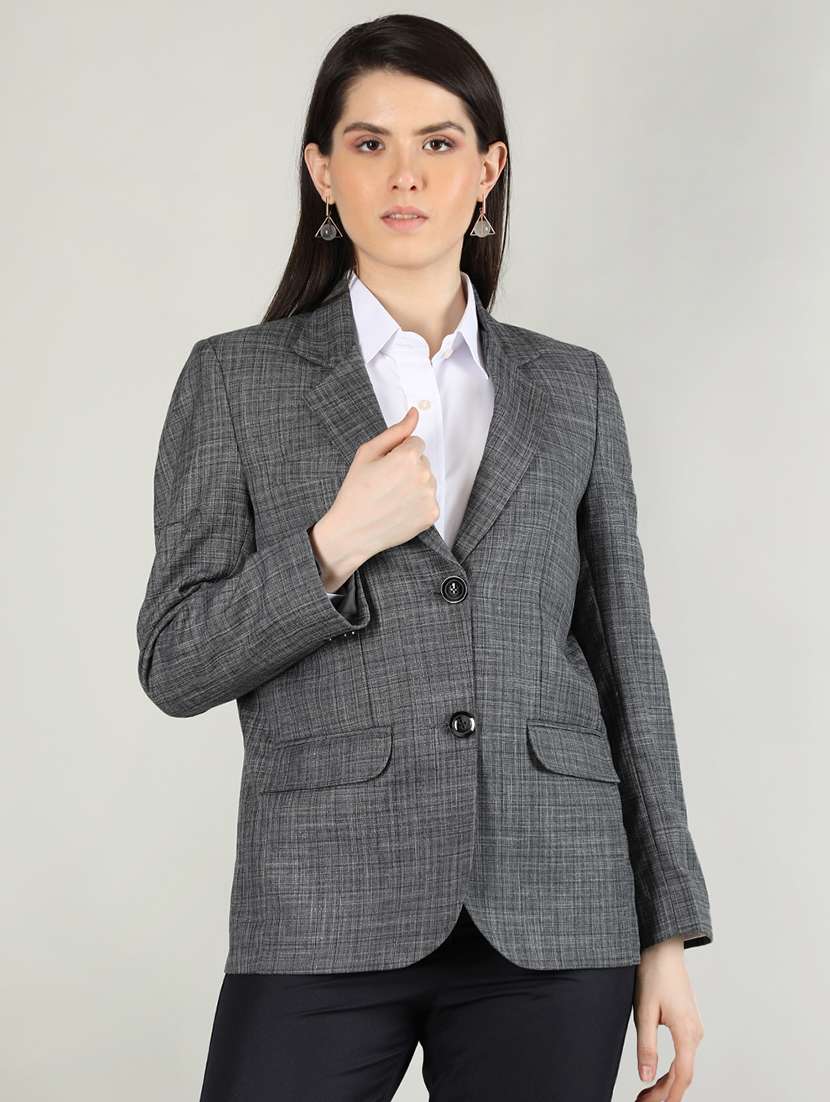 grey checked formal blazer - 20683879 -  Zoom Image - 0