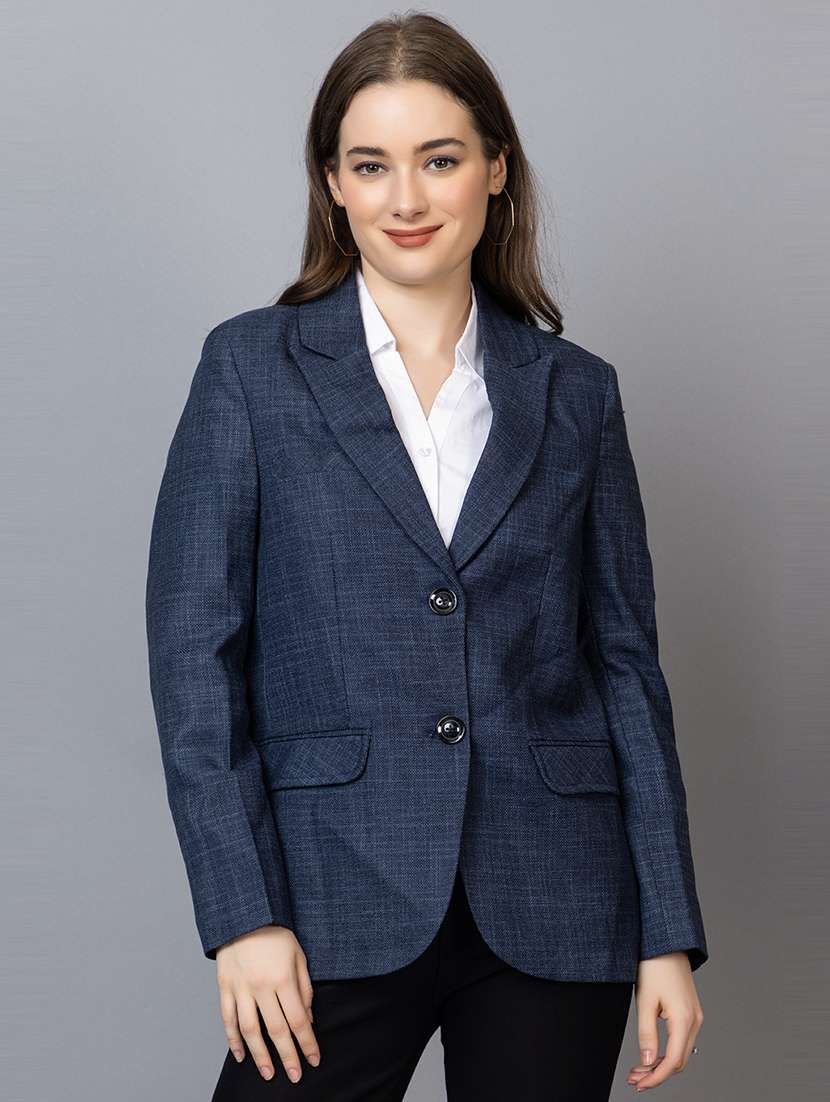 blue checked formal blazer