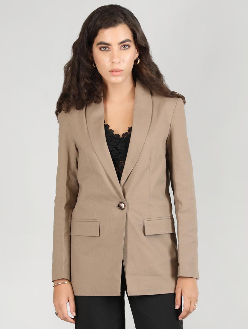 solid brown casual blazer - 20683886 - Zoom Image - 0