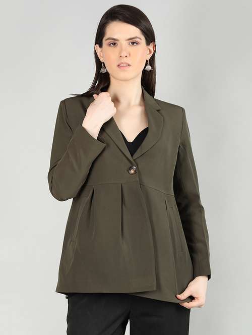 women green solid long sleeve summer jacket - 20683888 -  Standard Image - 0