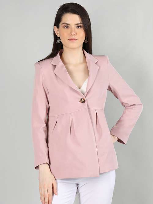 women pink solid full sleeve summer jacket - 20683890 -  Standard Image - 0