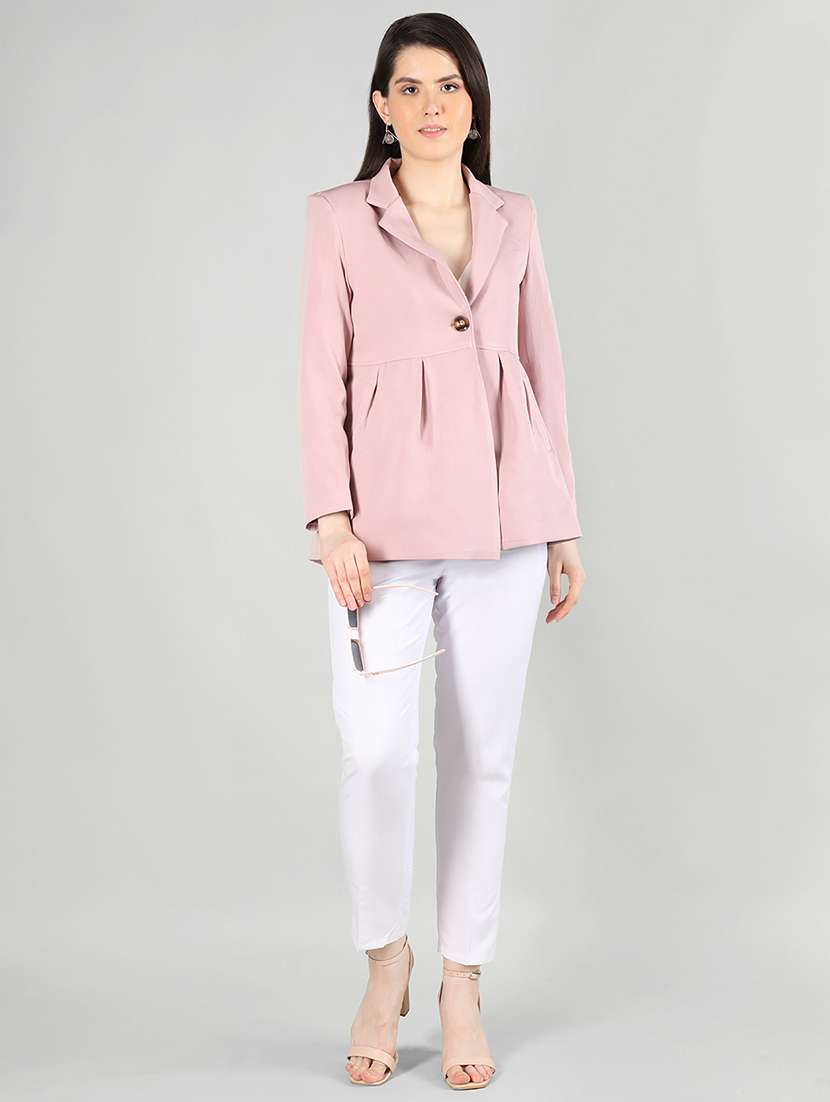 women pink solid full sleeve summer jacket - 20683890 - Standard Image - 3