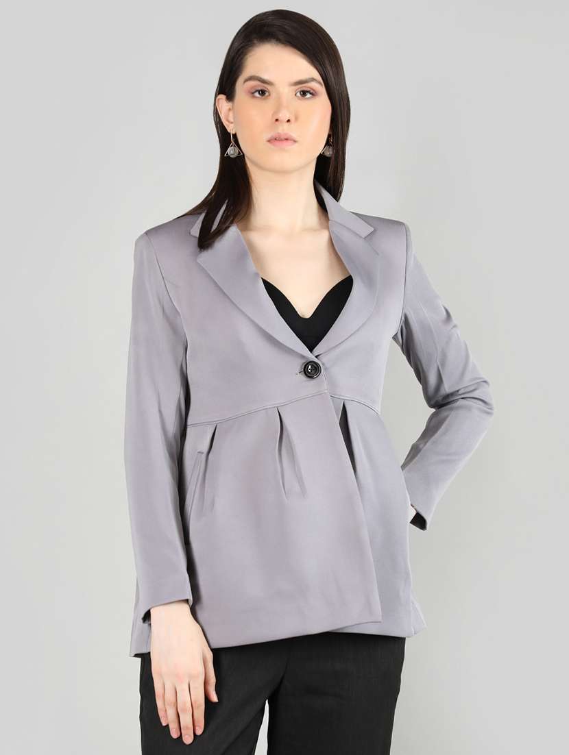 women grey solid full sleeve summer jacket - 20683892 - Zoom Image - 0