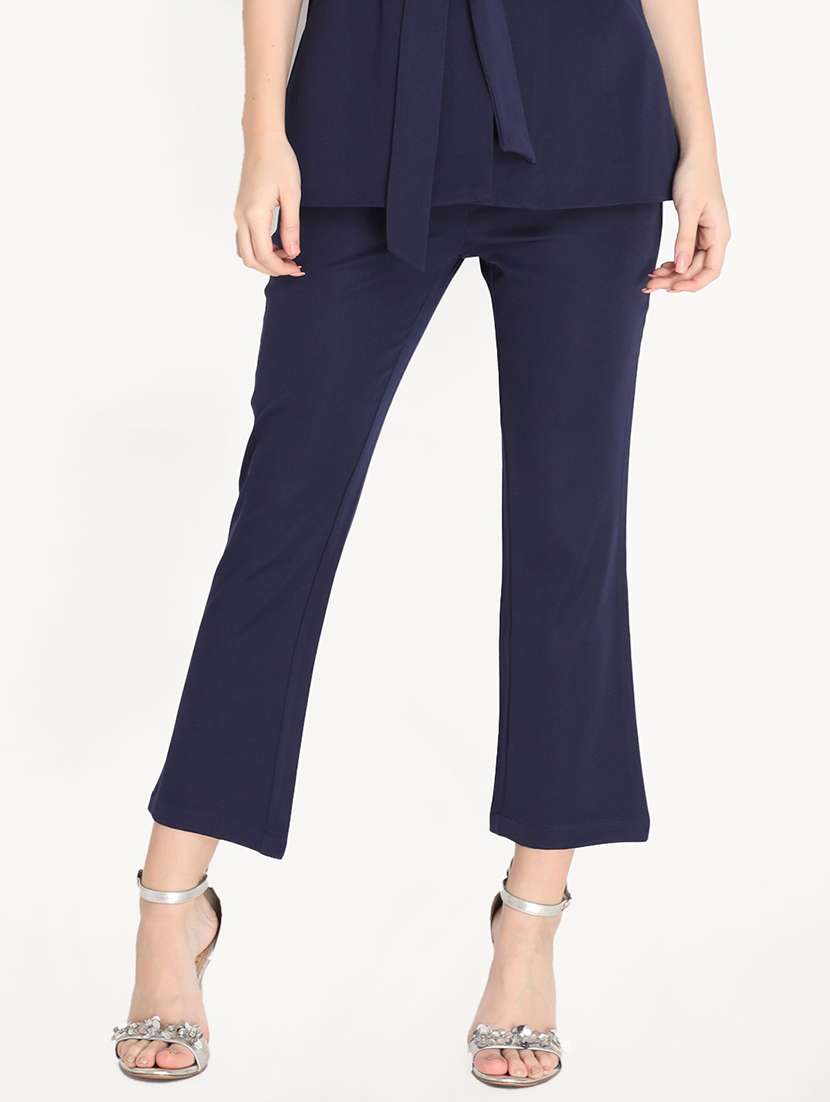 women mid-rise navy blue solid track pant - 20683915 - Zoom Image - 0