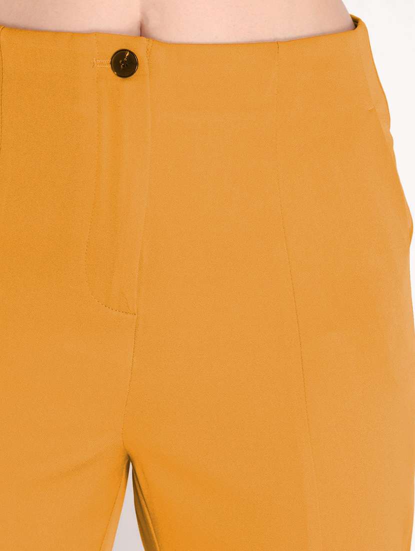 women mid-rise orange solid full length trouser - 20683916 - Standard Image - 3