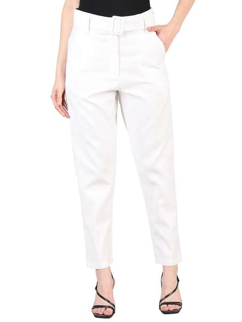 women mid-rise white solid track pant - 20683922 -  Standard Image - 0