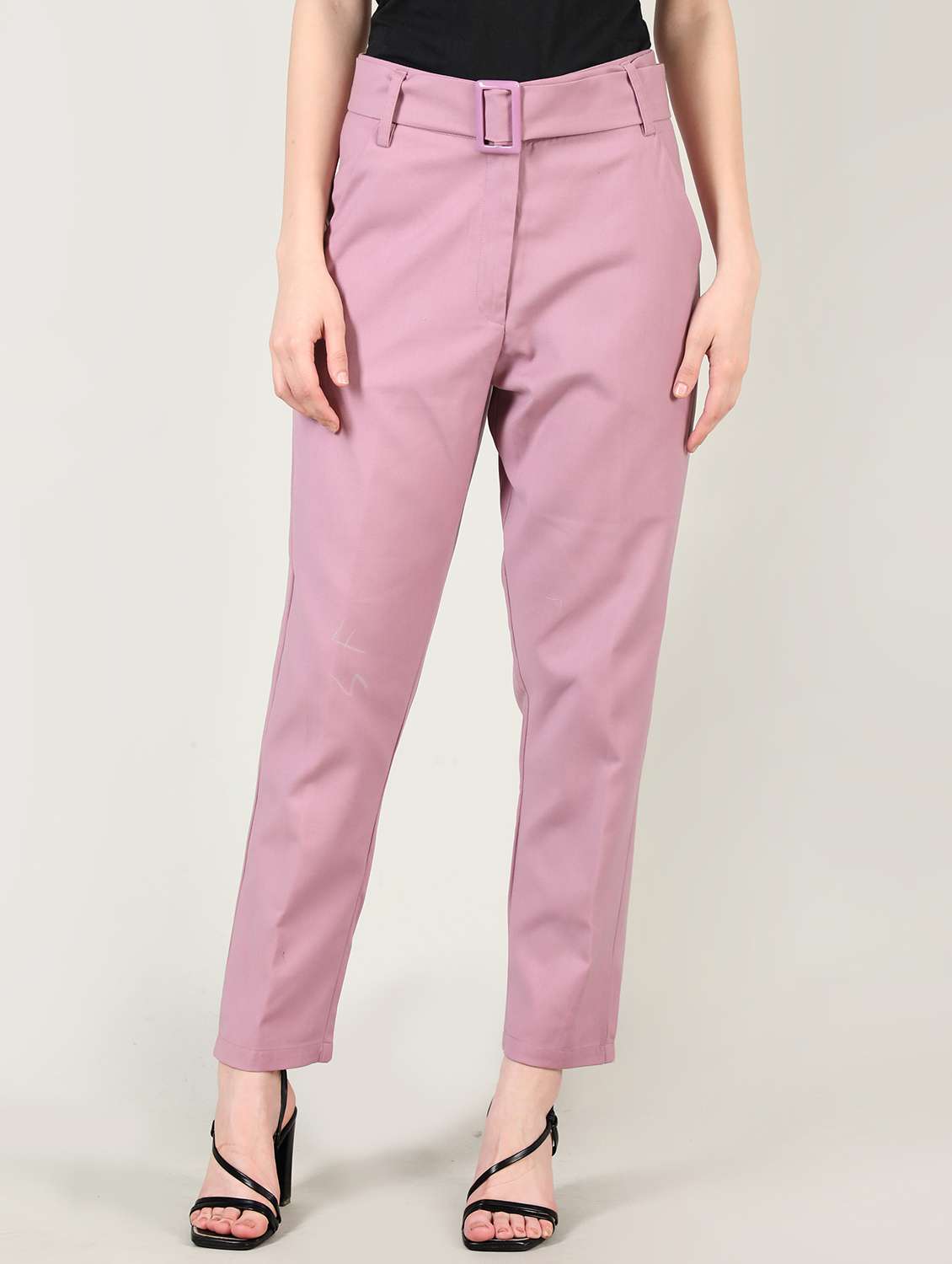 women mid-rise pink solid full length trouser - 20683926 -  Zoom Image - 0
