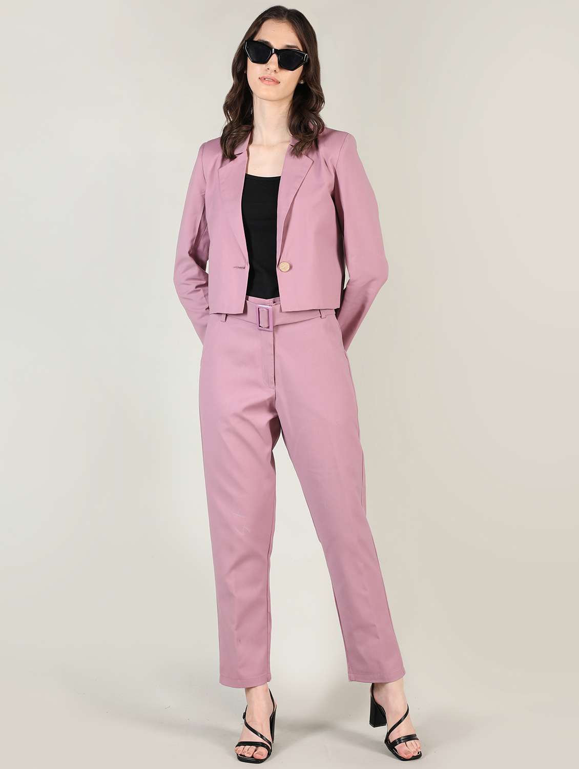 women mid-rise pink solid full length trouser - 20683926 - Standard Image - 3