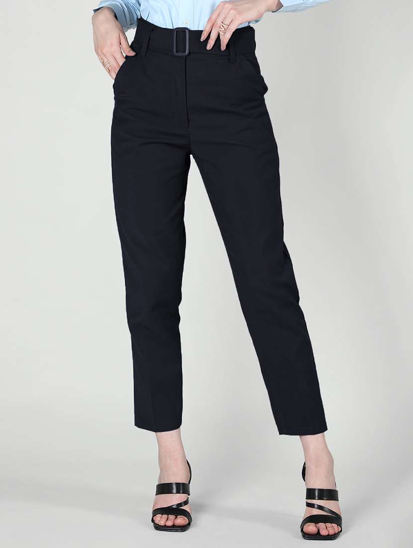 women mid-rise navy blue solid track pant - 20683928 - Zoom Image - 0