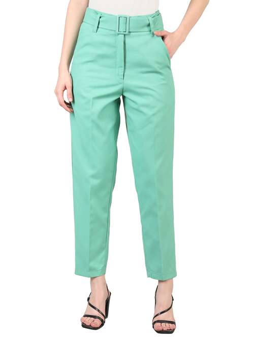 women mid-rise green solid track pant - 20683929 - Standard Image - 0