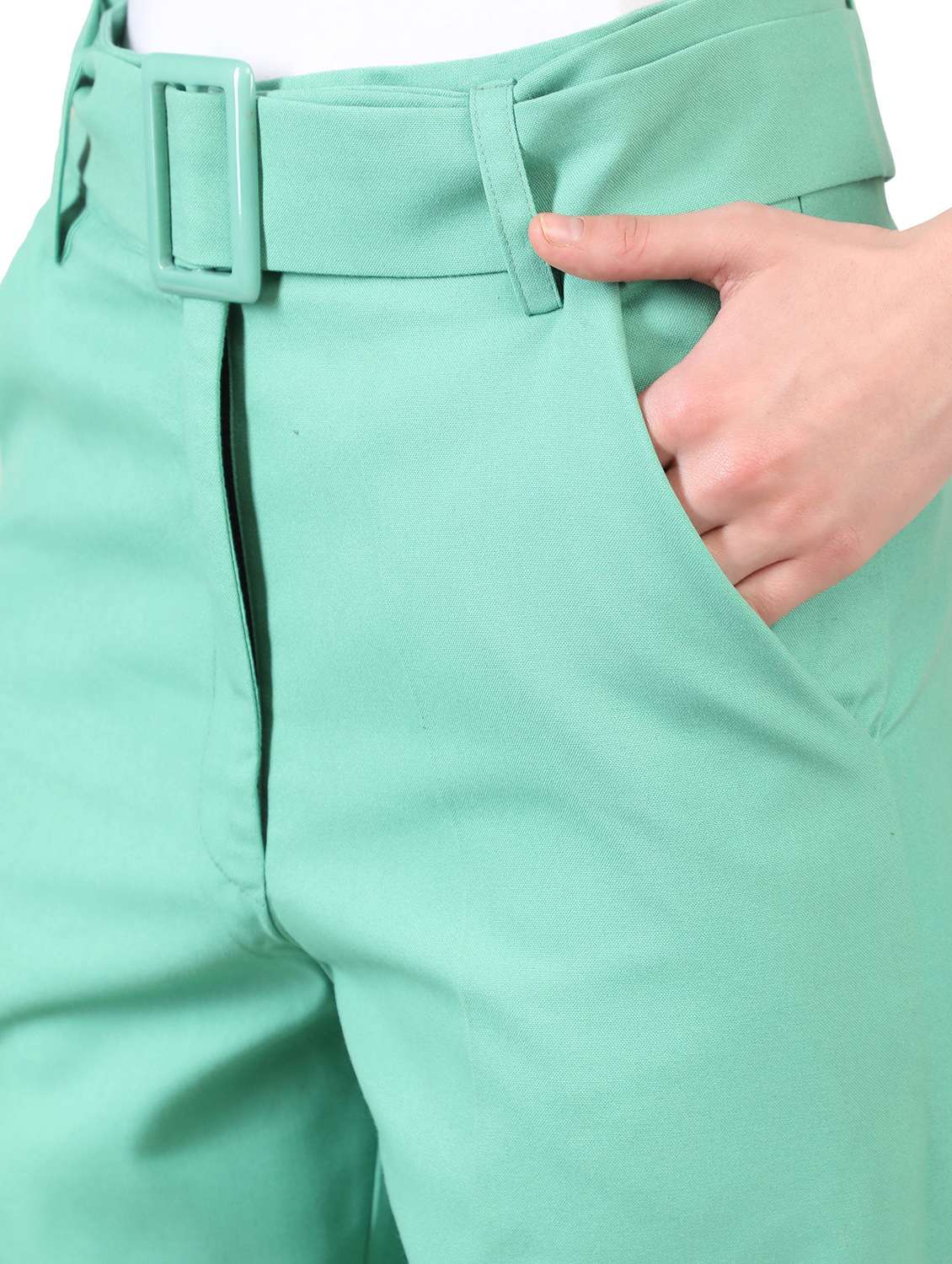 women mid-rise green solid track pant - 20683929 - Standard Image - 3