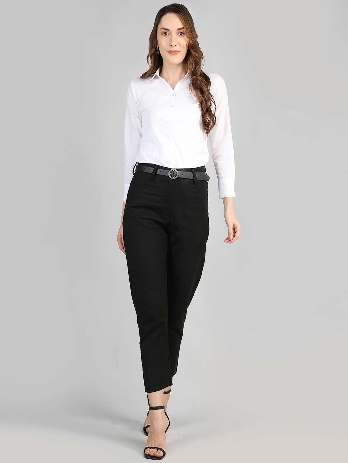 women mid-rise black solid track pant - 20683938 -  Standard Image - 3