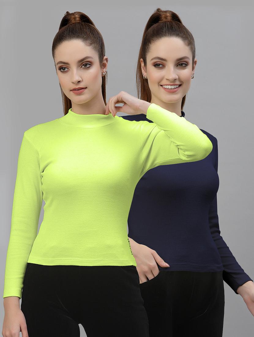 pack of 2 solid multi colored mock neck top - 20683979 -  Zoom Image - 0