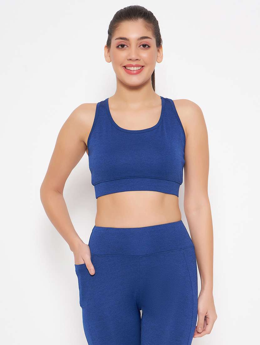 blue polyester sports bra