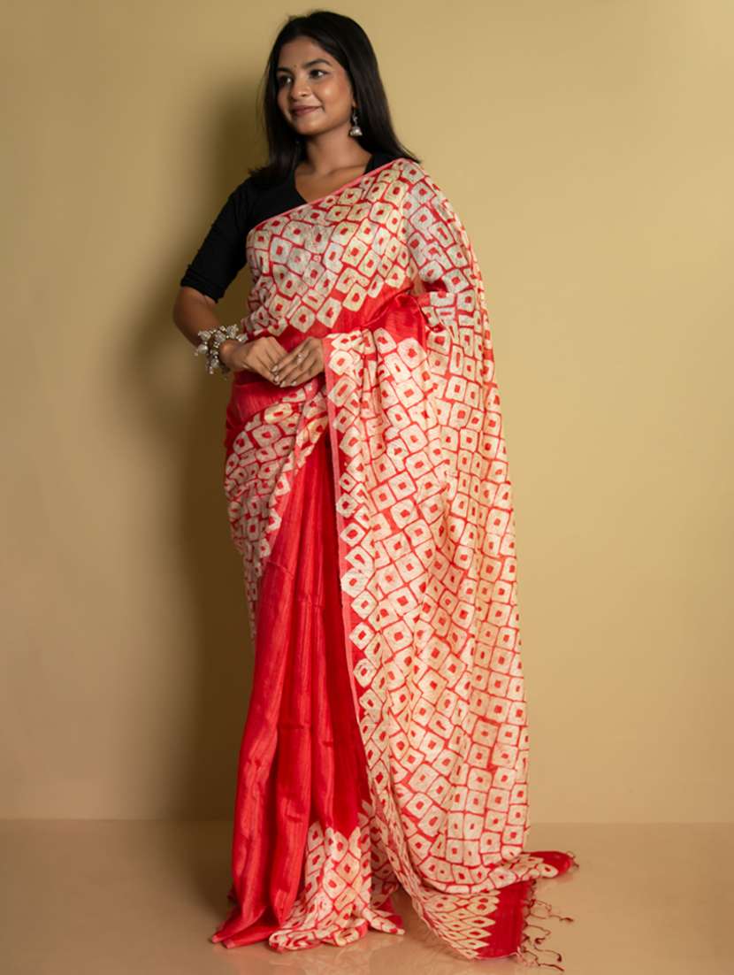 women red handloom saree with blouse - 20684222 -  Standard Image - 3
